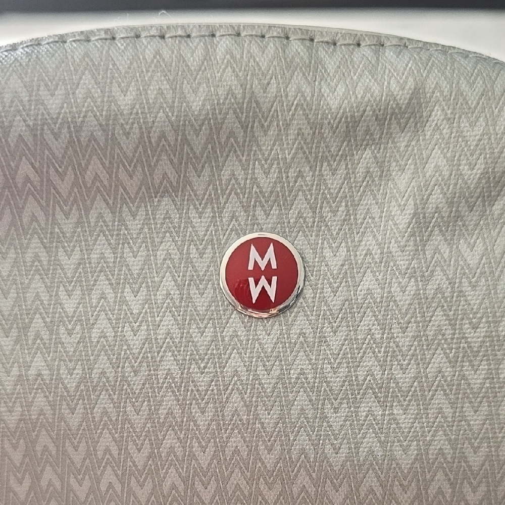 Michele Silver Cosmetic Bag with Red Accent - Picture 2 of 5